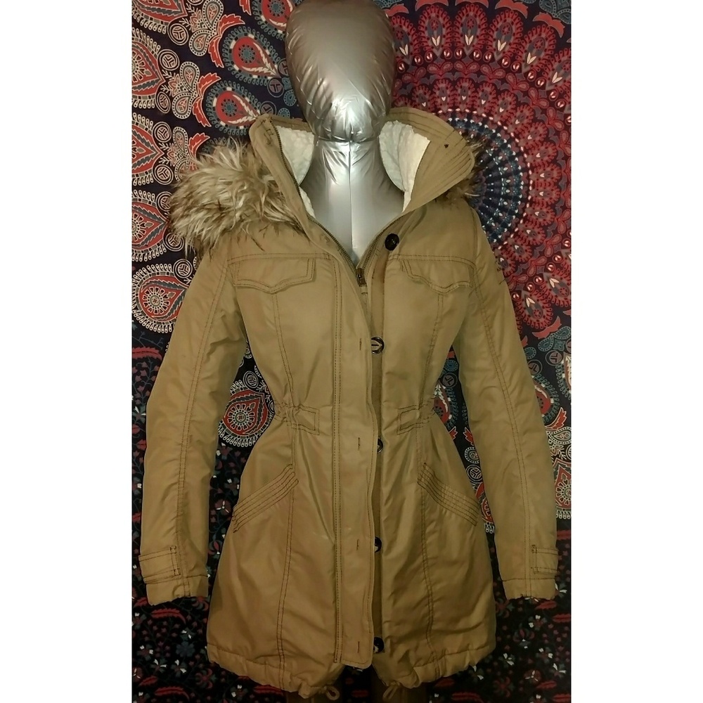 Abercrombie Faux Fur Sherpa Lined Hooded Parka